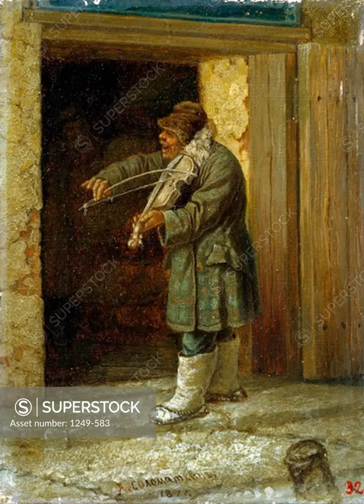 Russia, Ivanovo, Museum of Art, Vagrant Musician by Leonid Ivanovich Solomatkin, oil on canvas, 1871, (1837-1883)