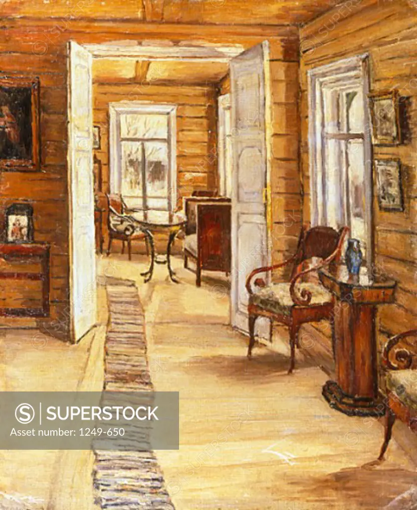 Interior of L.F. Panteleev's Farmstead in Murmanovo by Anna Nikolaevna Kariyskaya, (1871-1931), Russia, Vologda, Vologda Regional Art Galley