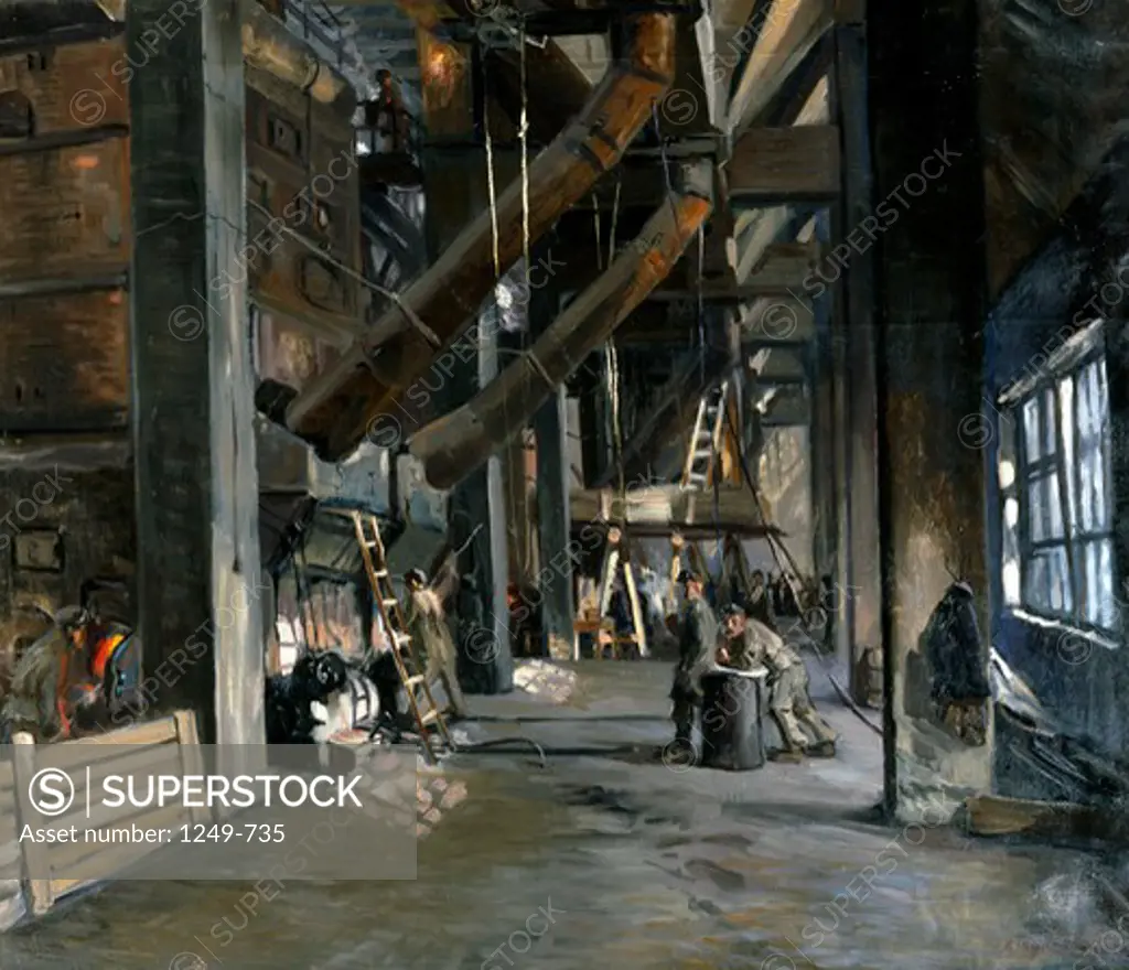 Kashira, Boiler Room of the First Soviet Electric Power Station by Nikolay B. Terpsikhorov, oil on canvas, 1924, 1890-1960, Russia, Vologda Regional Art Gallery