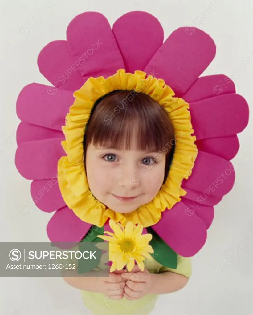 Portrait of a girl dressed up as a flower