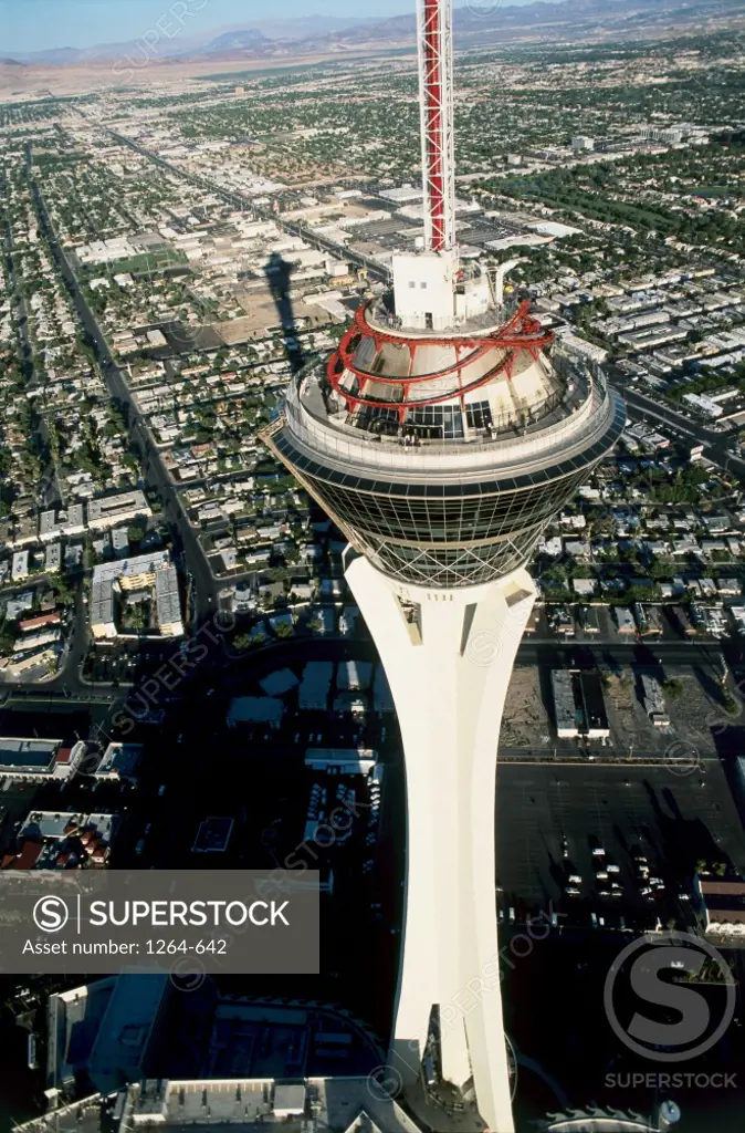Aerial view of a hotel, Stratosphere Casino Hotel and Tower, Las Vegas, Nevada, USA