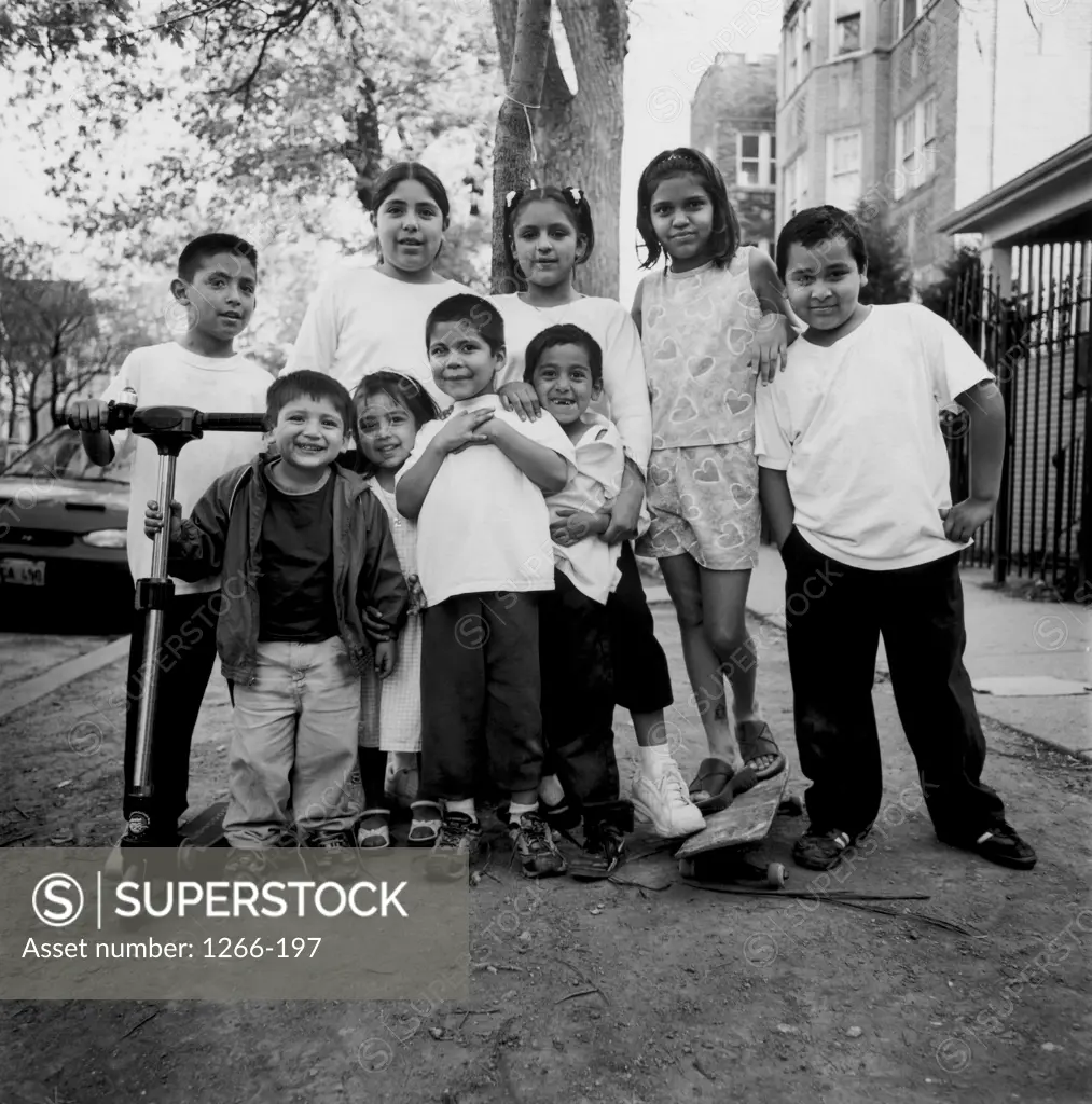Group of Mexican-American children outdoors