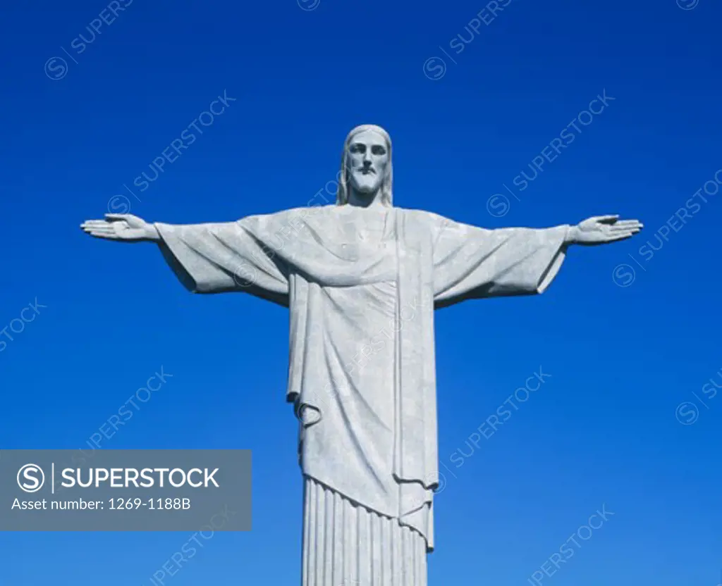 Low angle view of a statue, Christ the Redeemer Statue, Mount Corcovado, Rio de Janeiro, Brazil