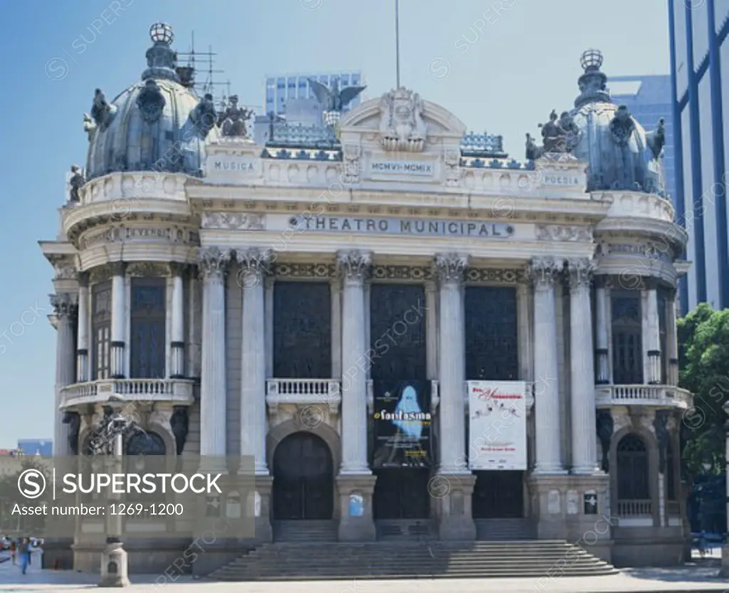 Facade of a theater, Municipal Theater, Rio de Janeiro, Brazil