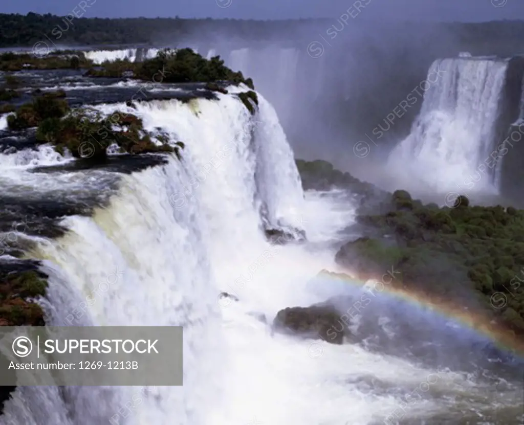 High angle view of waterfalls, Iguassu Falls, Brazil