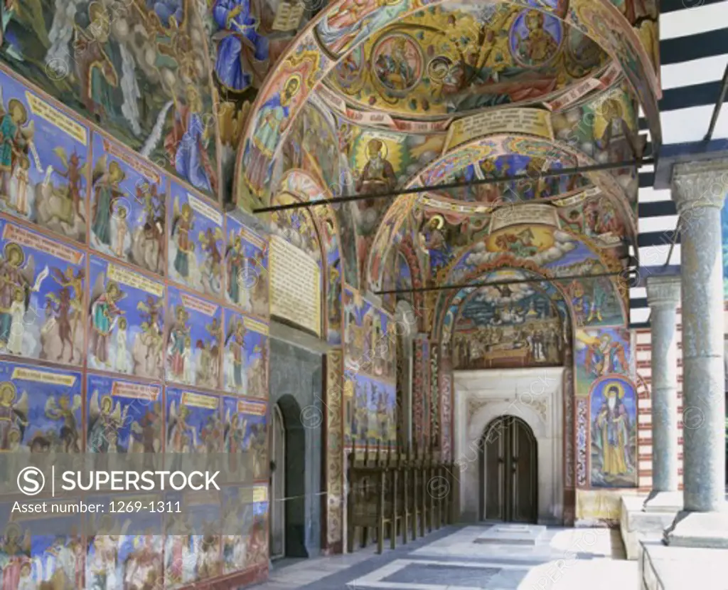 Interiors of the Rila Monastery, Bulgaria