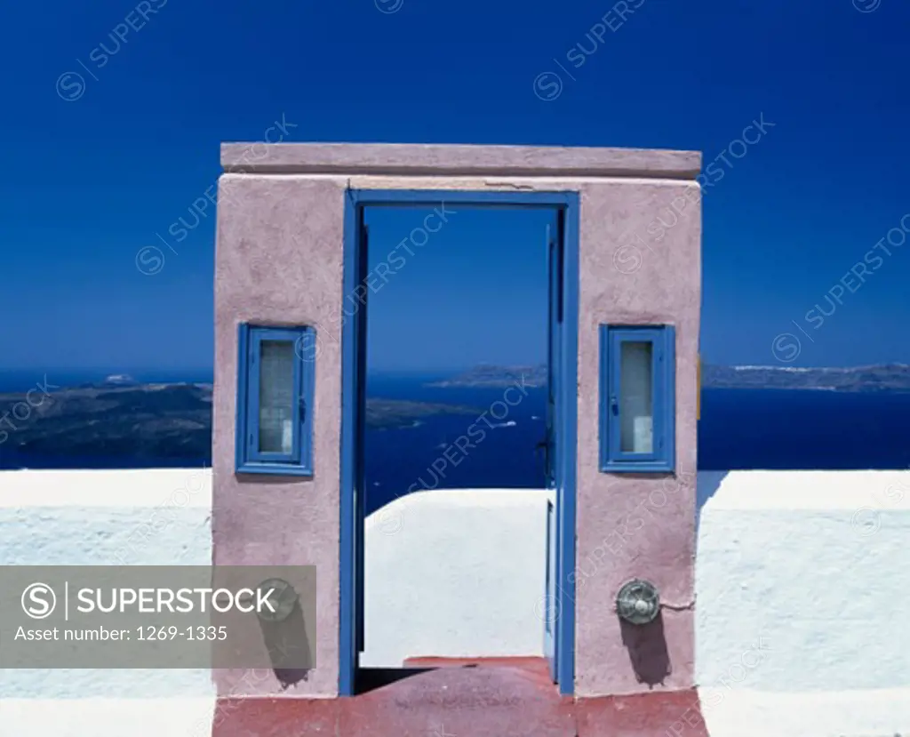 Entrance of a hotel, Santorini, Cyclades Islands, Greece