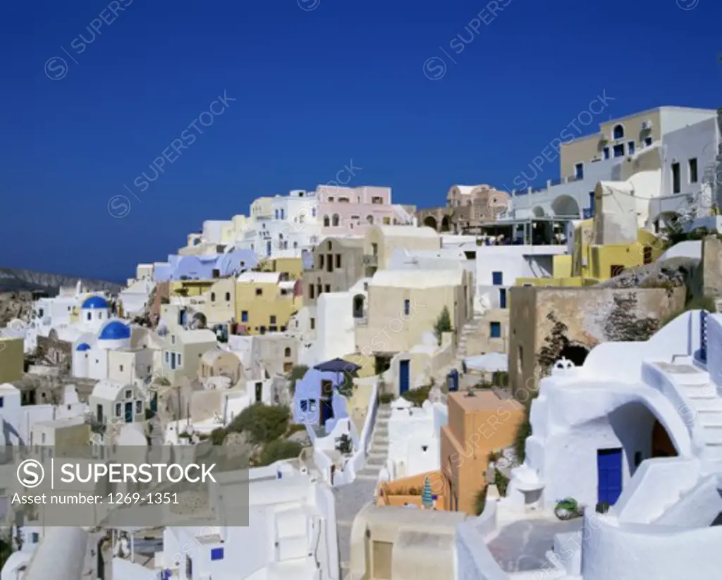 High angle view of buildings in a city, Santorini, Cyclades Islands, Greece