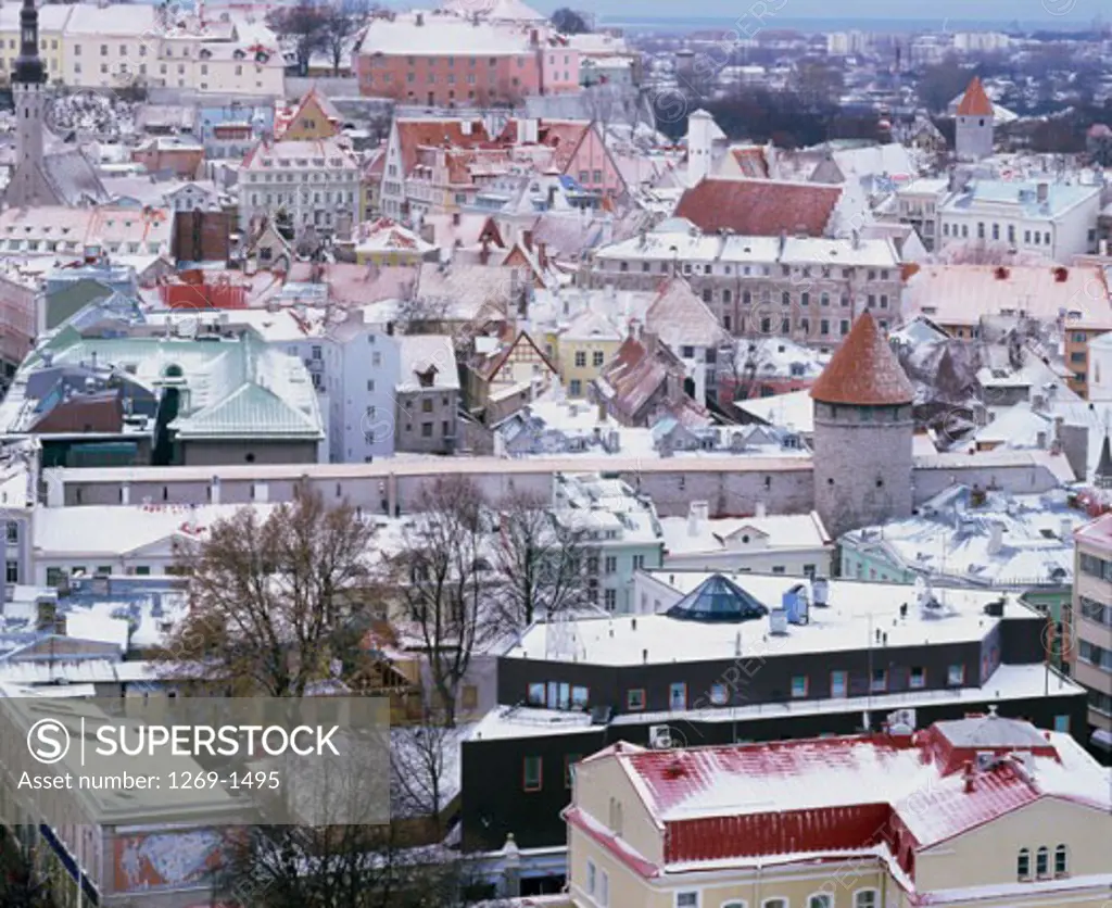 High angle view of buildings in Tallinn, Estonia