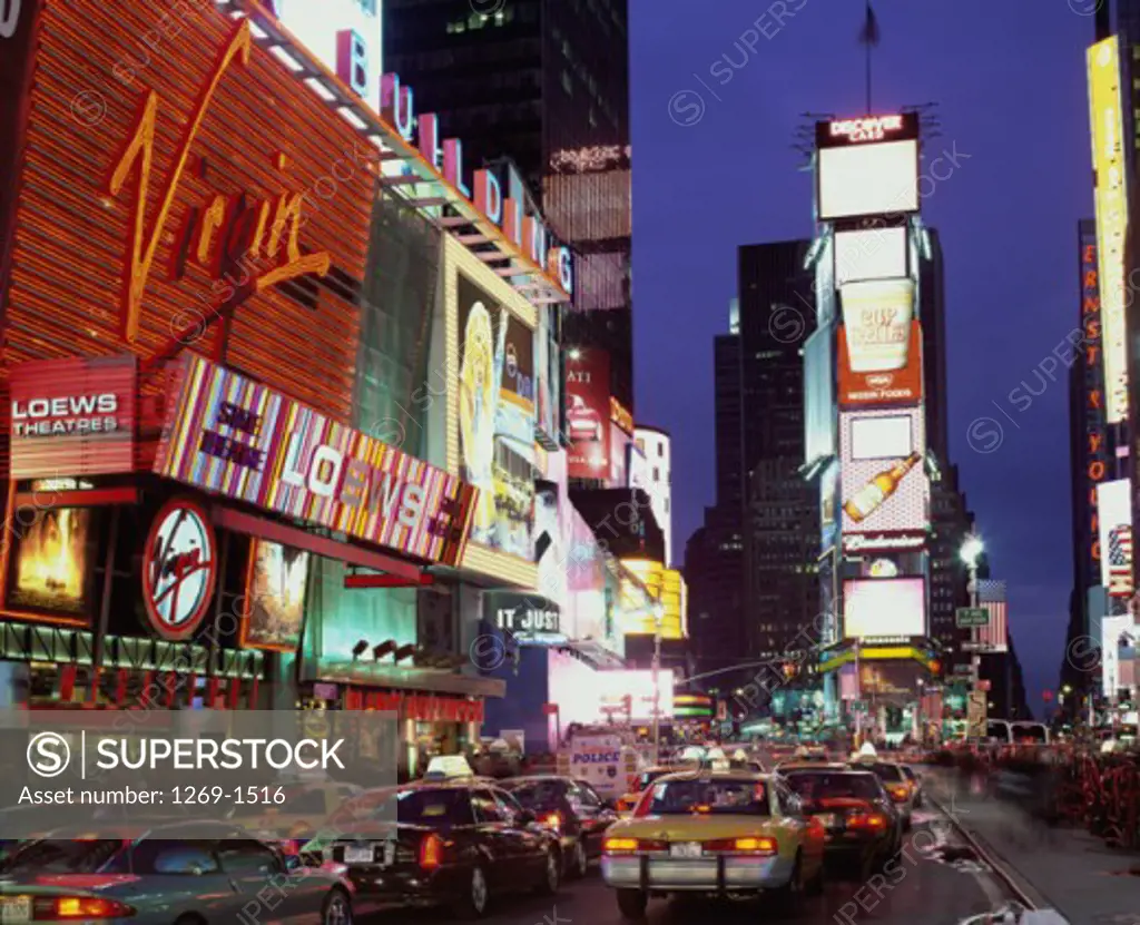 Traffic on a road, Times Square, Manhattan, New York City, New York, USA