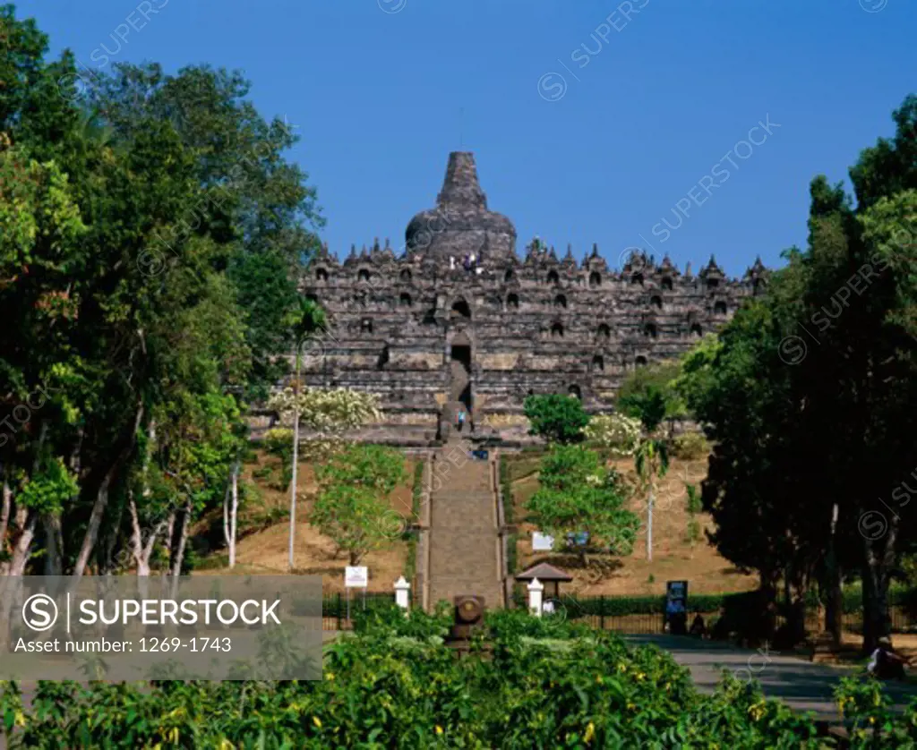 Facade of a temple, Borobudur Temple, Java, Indonesia