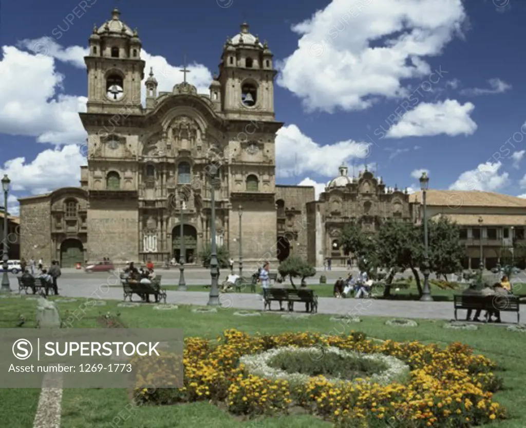 Facade of a church, La Compania, Plaza de Armas, Cuzco, Peru