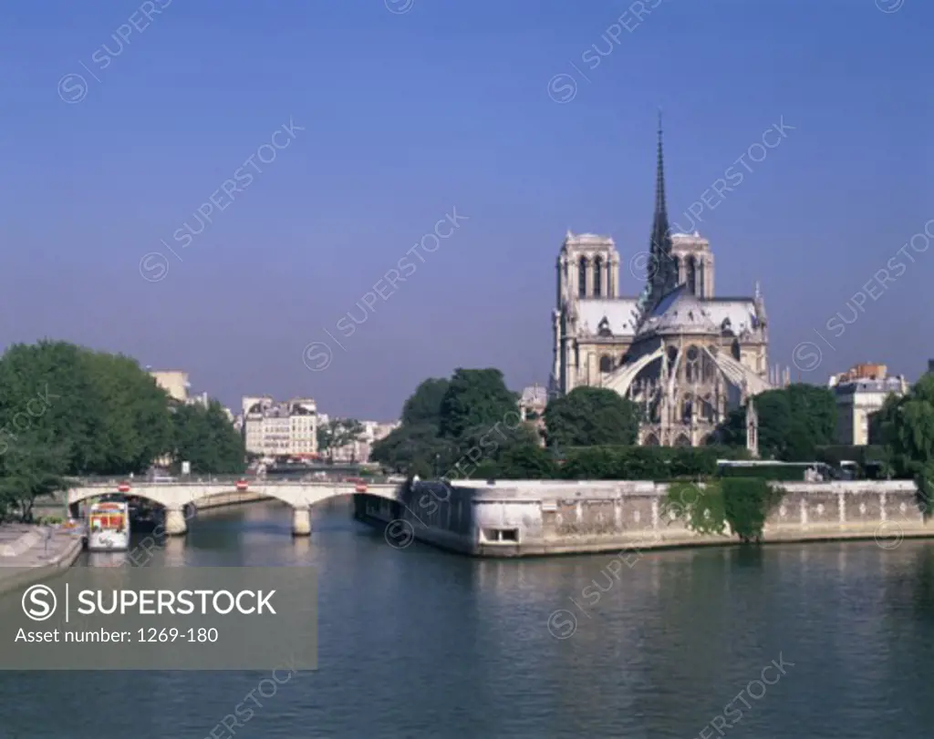 Cathedral on the waterfront, Notre Dame Cathedral, Paris, France