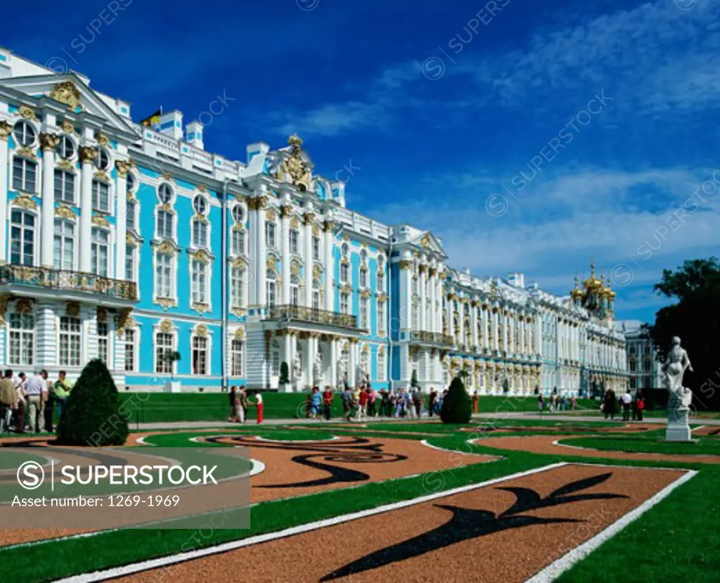 Tourists in front of a palace, Catherine Palace, St. Petersburg, Russia