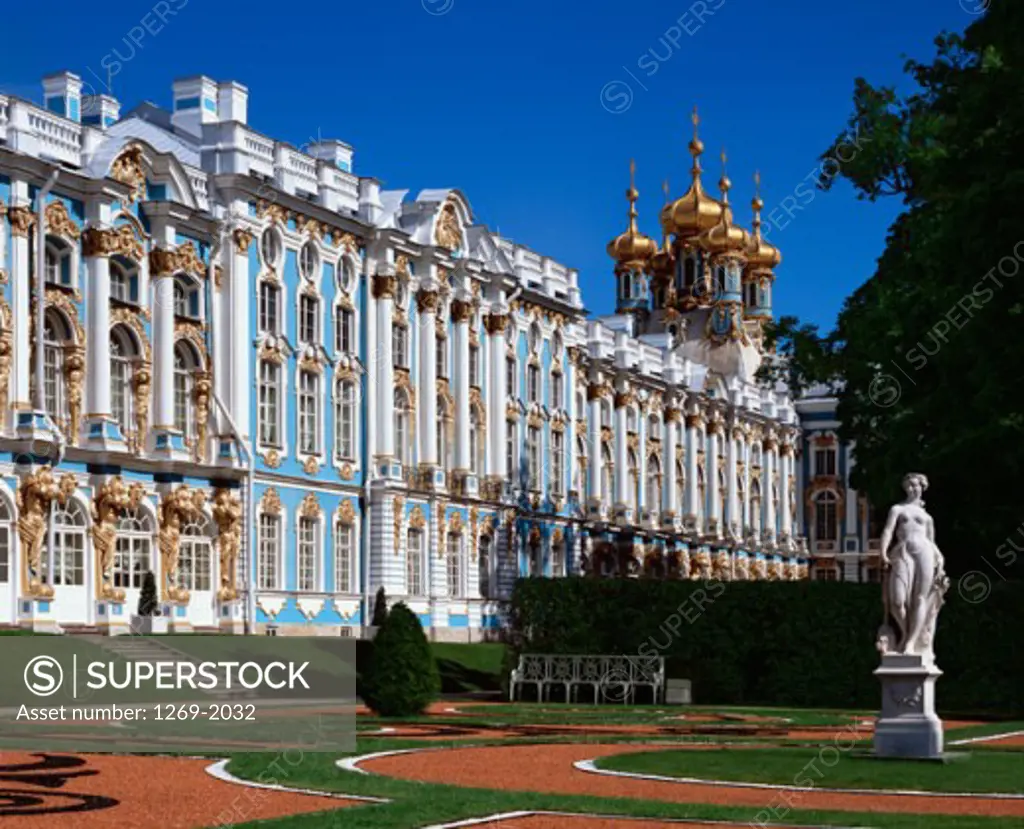 Statue in front of a palace, Catherine Palace, St. Petersburg, Russia