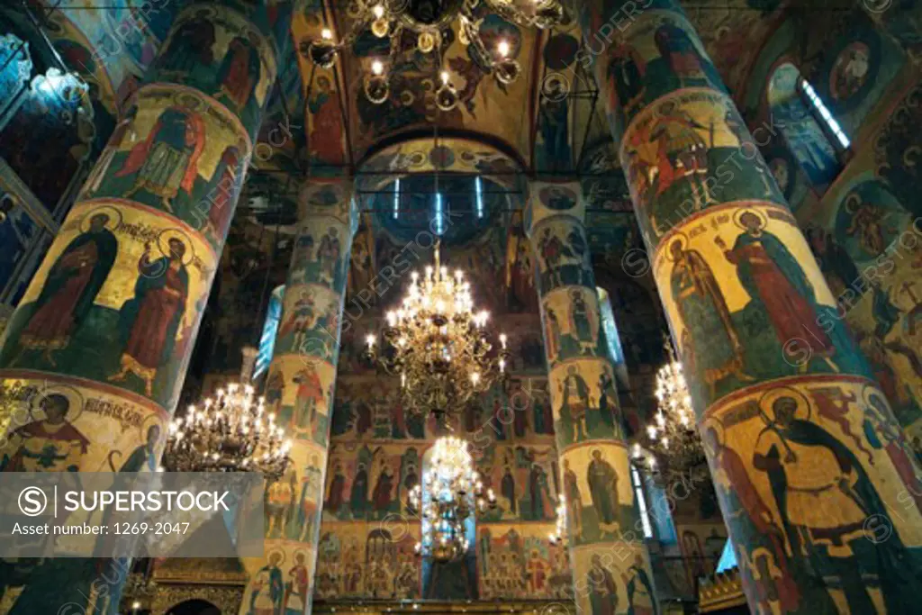 Interior of a cathedral, Cathedral of the Assumption, Moscow, Russia