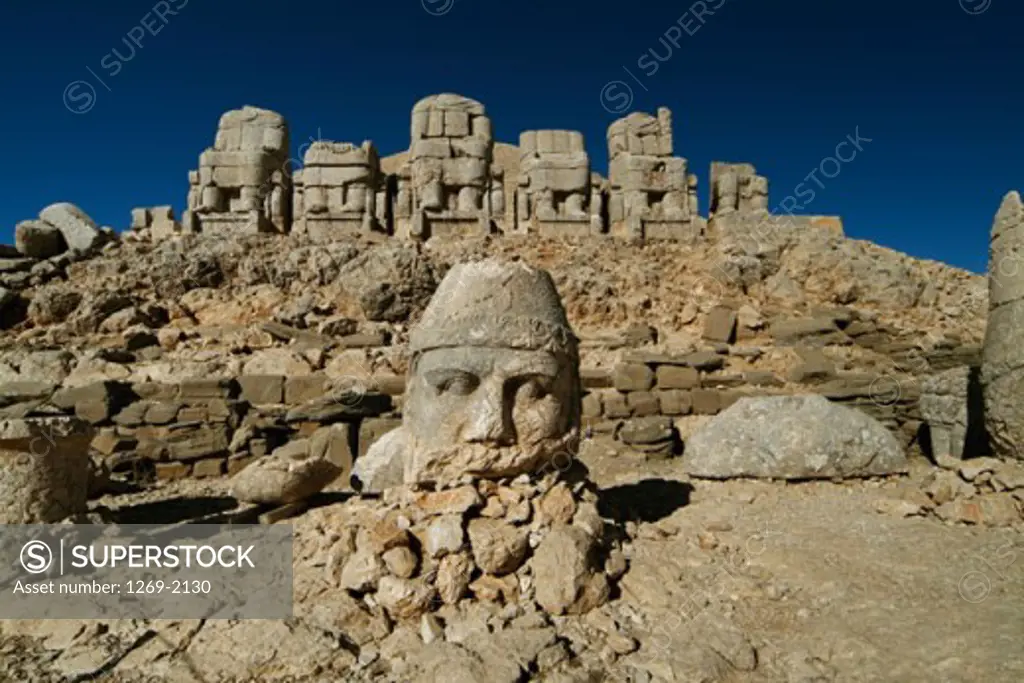 Old ruins of buildings, Nemrud Dagh, Mount Nemrut, Turkey