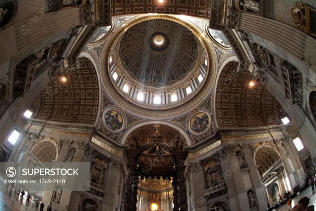 Low angle view of the ceiling of a basilica, St. Peter's Basilica, Vatican City