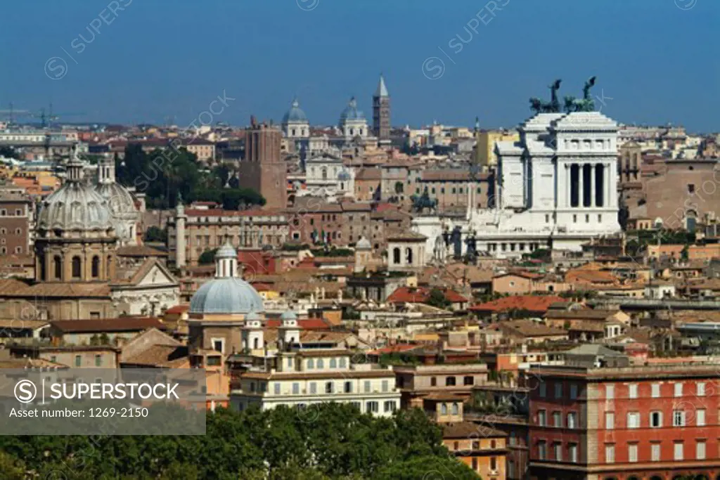 High angle view of buildings in a city, Rome, Italy