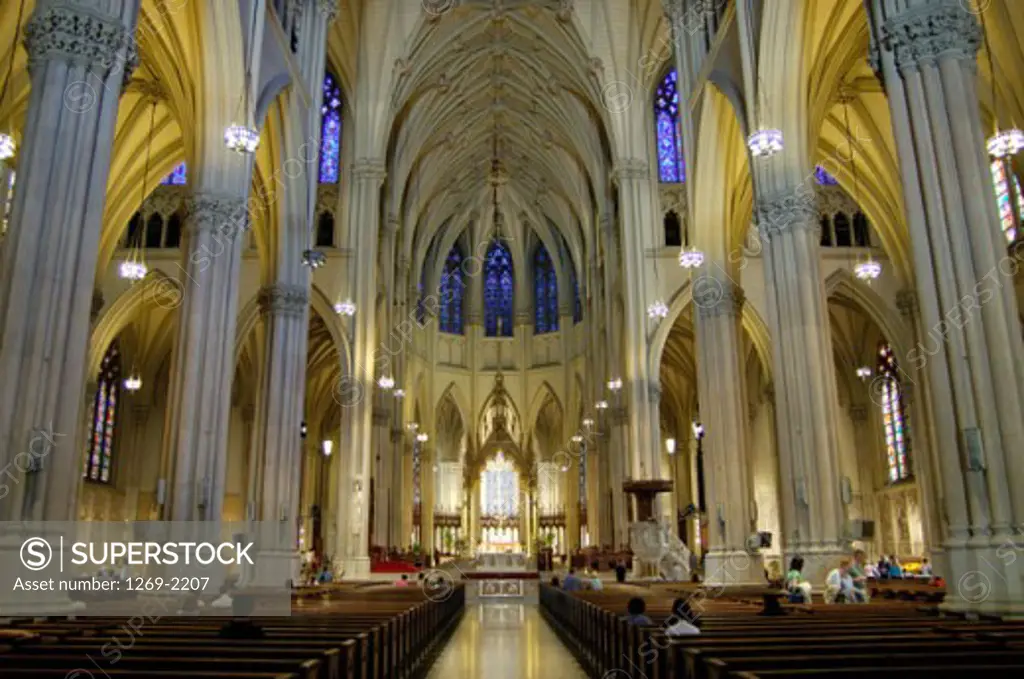 Interior of a cathedral, St. Patrick's Cathedral, Manhattan, New York City, New York, USA