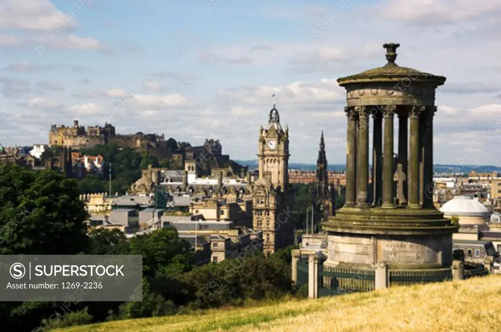 High angle view of a monument, Calton Hill, Edinburgh, Scotland