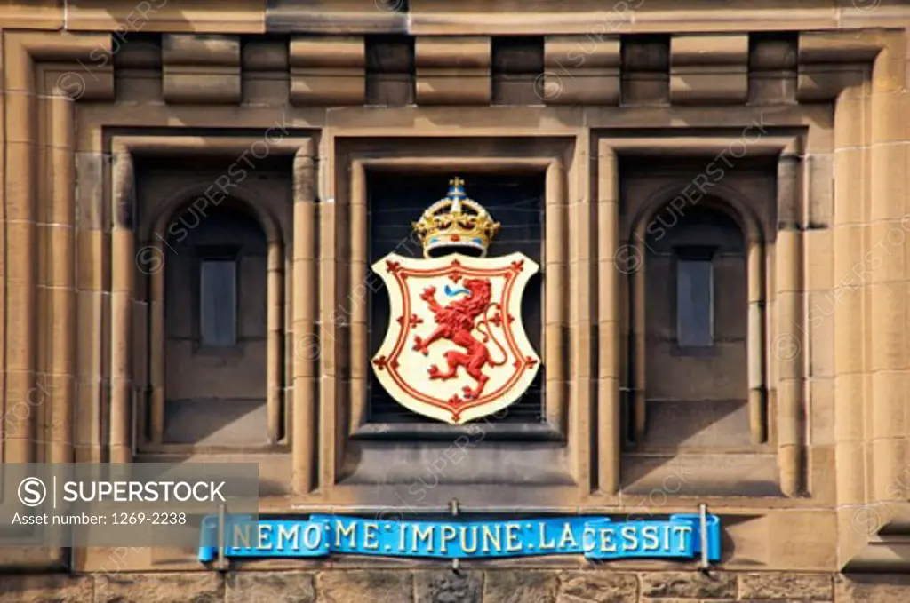 Close-up of a coat of arms, Edinburgh, Scotland