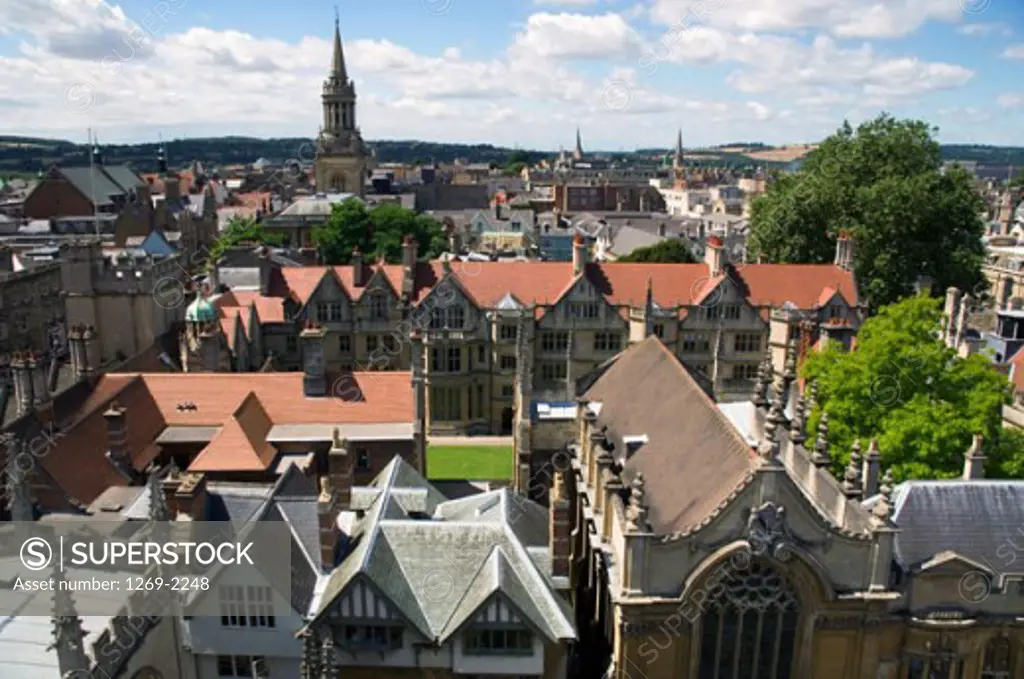 High angle view of a church, St. Mary's Church, Oxford, England