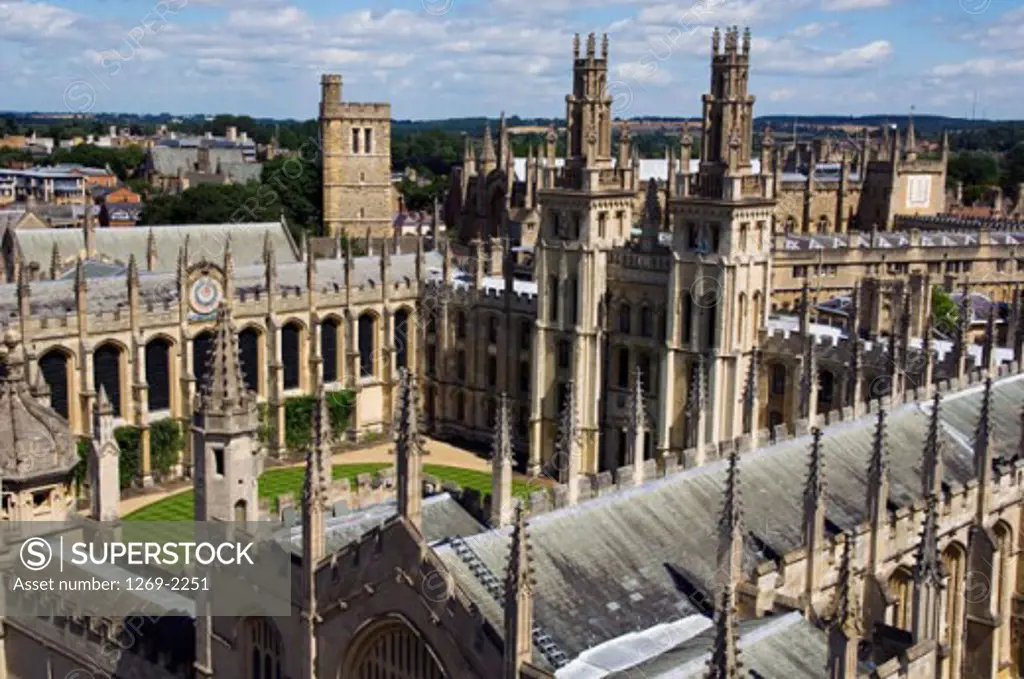 High angle view of a church, St. Mary's Church, Oxford, England