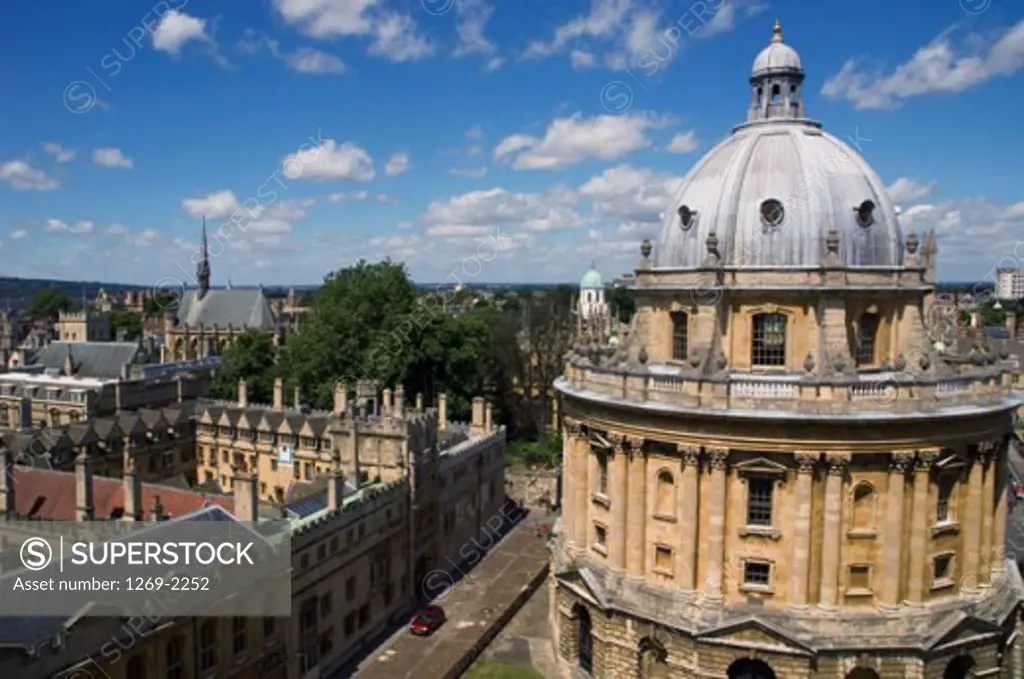 High angle view of a building at a university, Radcliffe Camera, Oxford, England