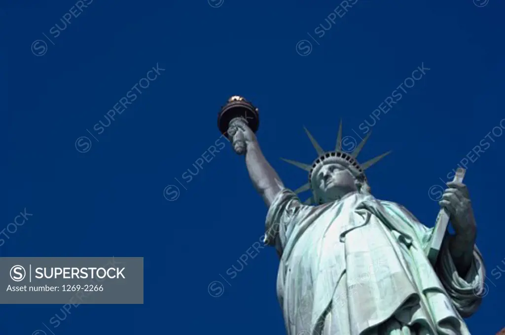 Low angle view of the Statue of Liberty, New York City, New York, USA