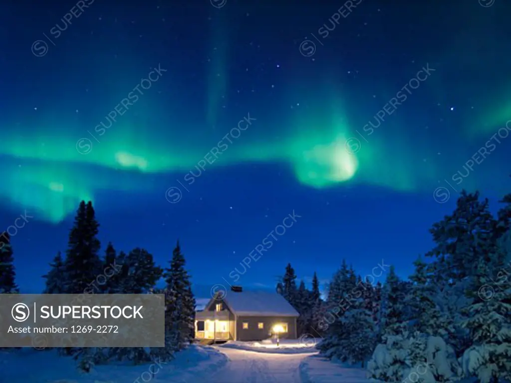 Aurora borealis in the sky at night, Kiruna, Sweden