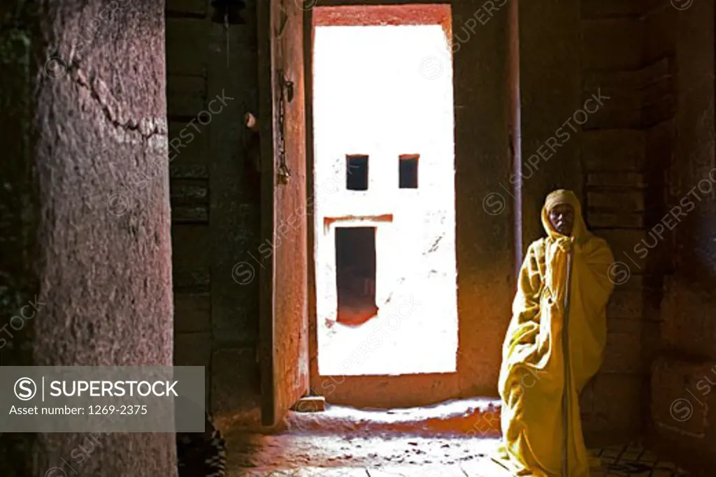 Nun in a church, St. Emmanuel Church, Lalibela, Ethiopia