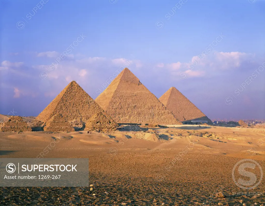 Pyramids on a landscape, Giza Pyramids, Giza, Egypt