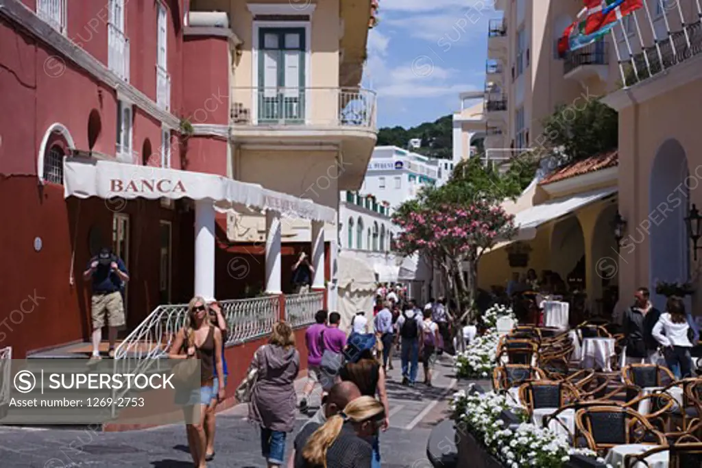 People walking in a street, Capri, Bay of Naples, Naples Province, Campania, Italy