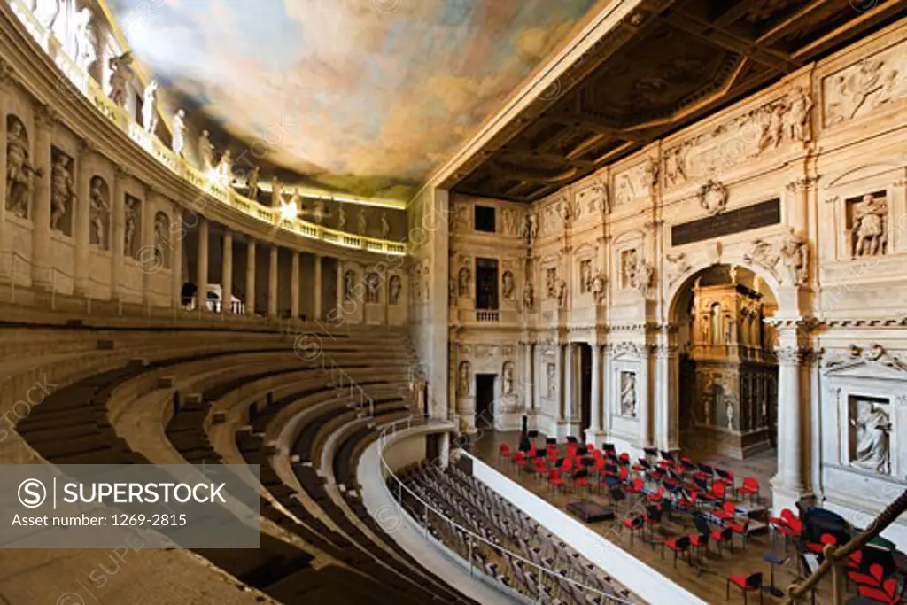 Interiors of a theater, Teatro Olimpico, Vicenza, Veneto, Italy