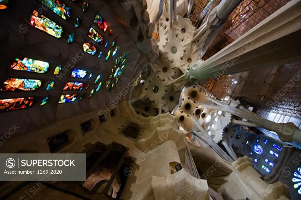 Interiors of a cathedral, Sagrada Familia, Barcelona, Catalonia, Spain