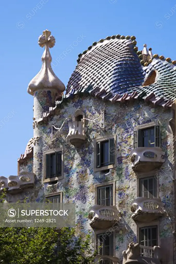 Facade of a building, Casa Batllo, Barcelona, Catalonia, Spain