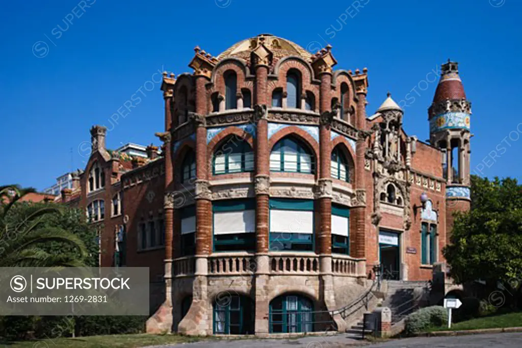 Facade of a hospital, Hospital De Sant Pau, Barcelona, Catalonia, Spain