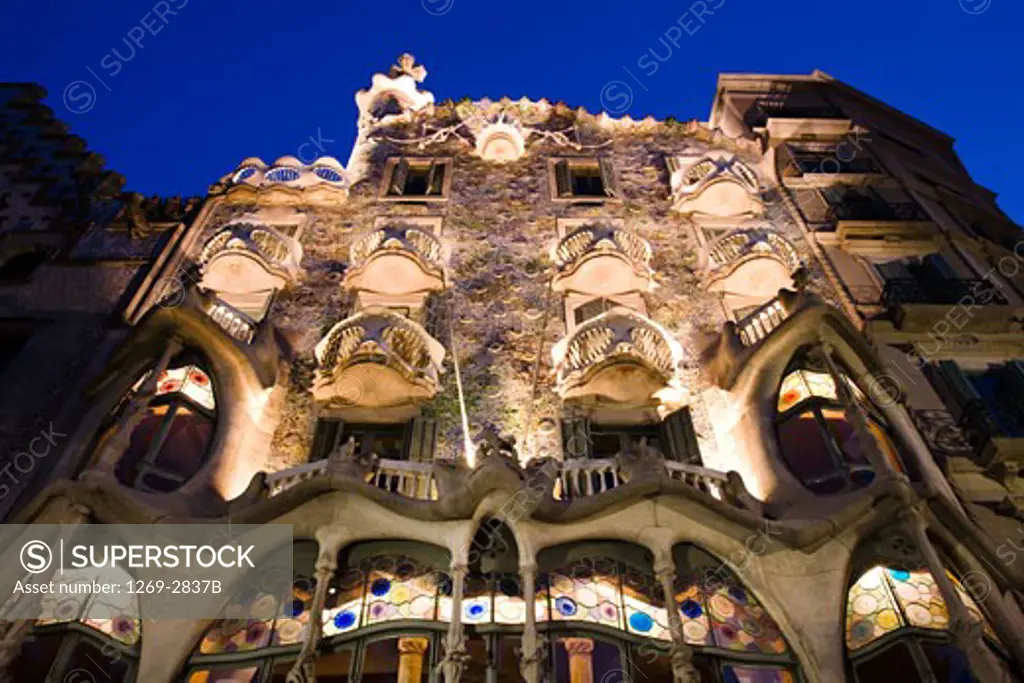 Low angle view of a building, Casa Batllo, Barcelona, Catalonia, Spain