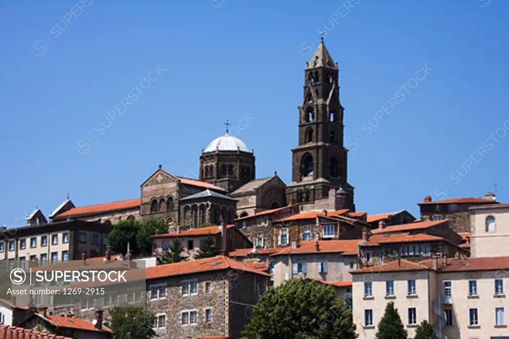 Cathedral in a town, Cathedral Notre Dame du Puy, Le Puy, Haute-Loire, Auvergne, France