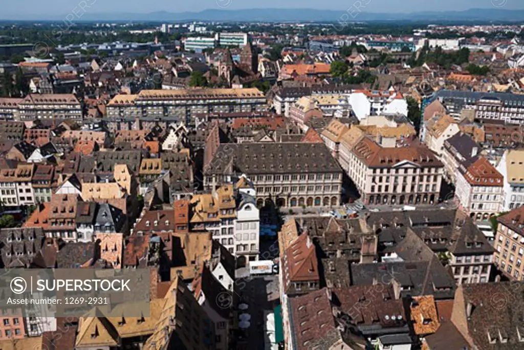 Aerial view of a cityscape, Strasbourg, Alsace, France