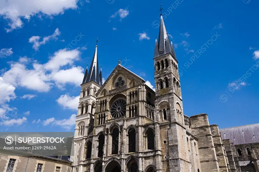 Low angle view of a basilica, Basilique St-Remi, Reims, France