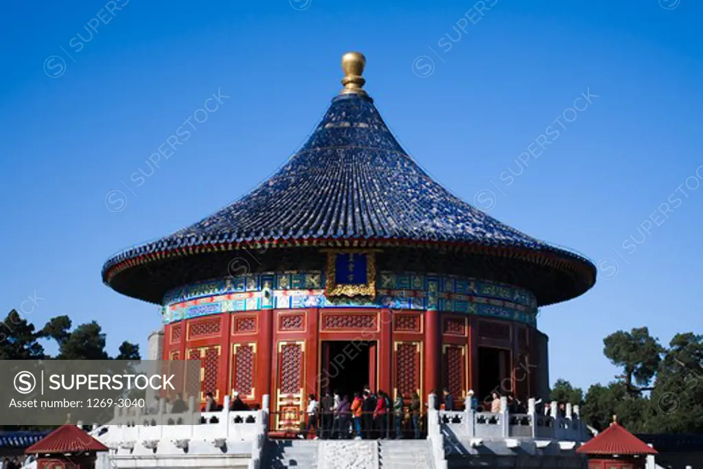 Tourists at a temple, Imperial Vault Of Heaven, Temple Of Heaven, Beijing, China