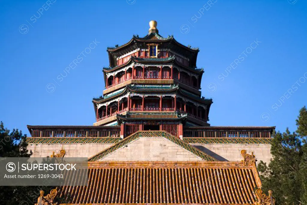 Low angle view of a palace, Longevity Hill, Summer Palace, Beijing, China