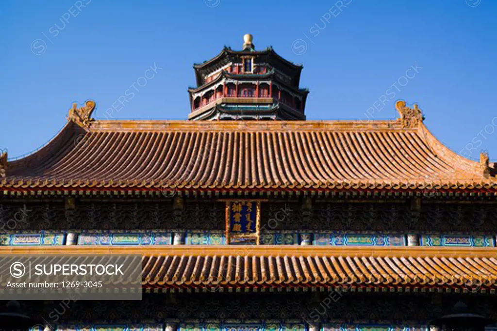 Low angle view of a palace, Longevity Hill, Cloud Dispelling Hall, Summer Palace, Beijing, China