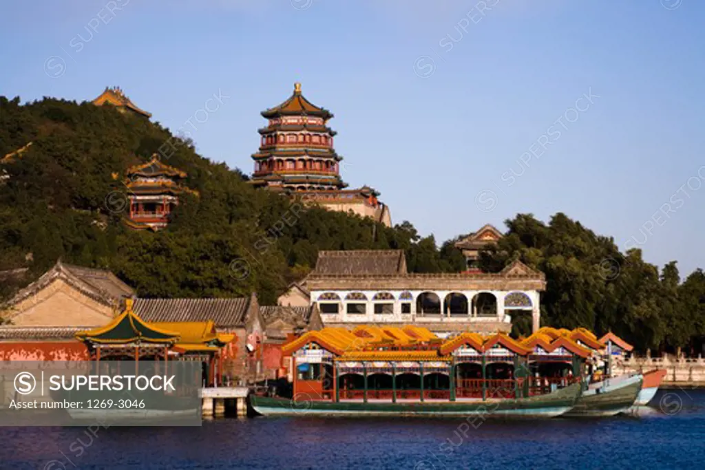 Lake with a palace in the background, Kunming Lake, Summer Palace, Longevity Hill, Beijing, China