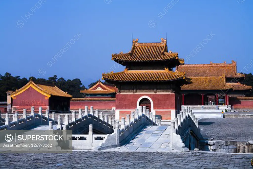 Footbridges in front of a mausoleum, Western Qing Tombs, Hebei Province, China