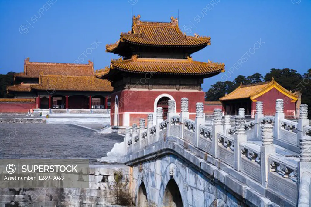 Footbridge in front of a mausoleum, Western Qing Tombs, Hebei Province, China