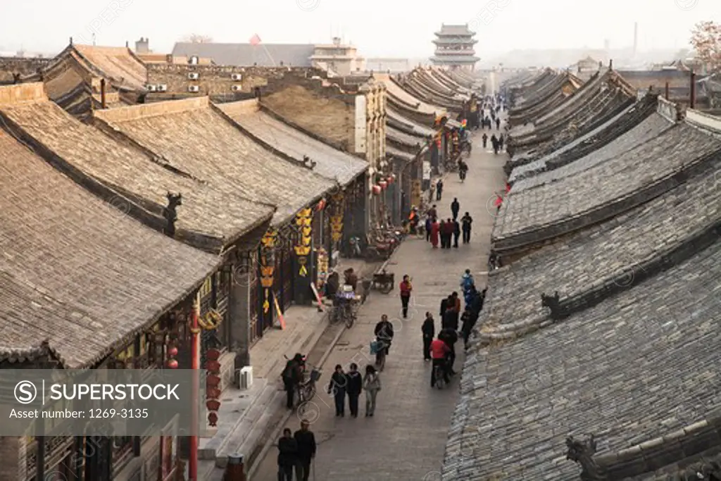 People in a street, Southern Main Street, Pingyao, Shanxi Province, China