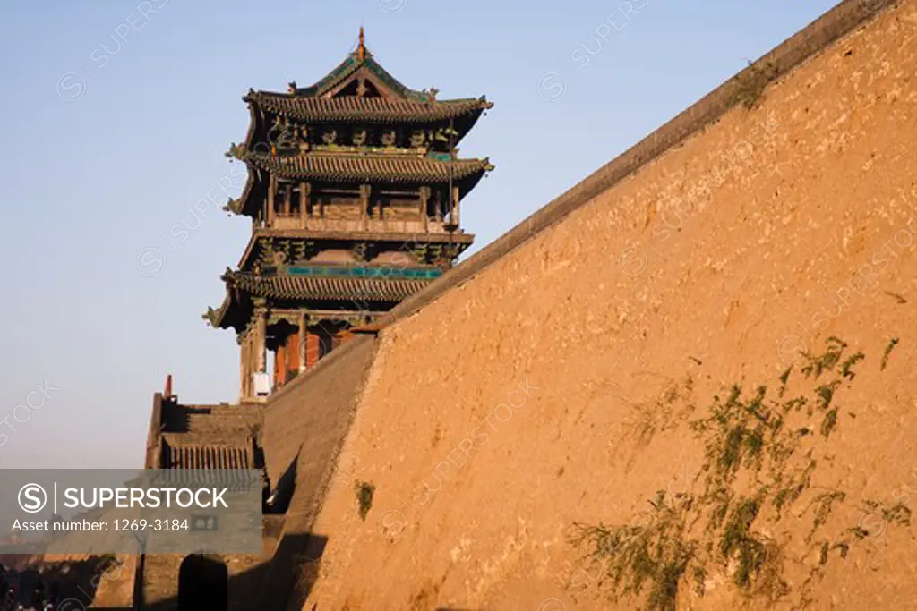 Temple at a city wall, Pingyao, Shanxi Province, China